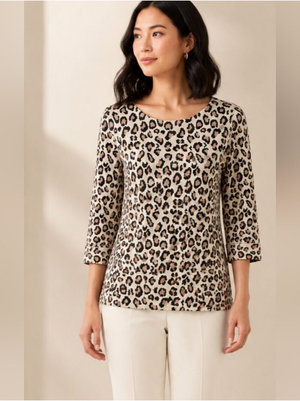 Tahari Leopard Print Knit Top – Size Large